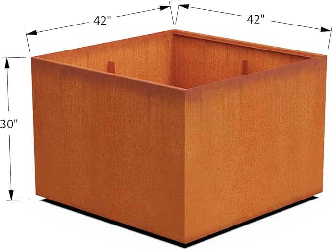 PLANTERCRAFT Corten Steel Planter Square Cube Metal Garden Box Heavy Duty | Made in USA | Fully Assembled | Commercial Residental Outdoor