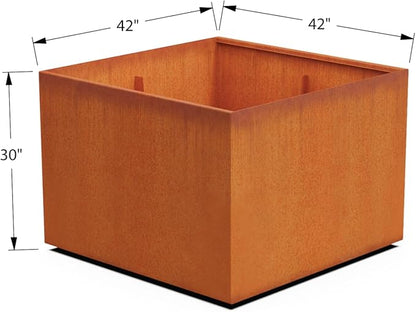 PLANTERCRAFT Corten Steel Planter Square Cube Metal Garden Box Heavy Duty | Made in USA | Fully Assembled | Commercial Residental Outdoor