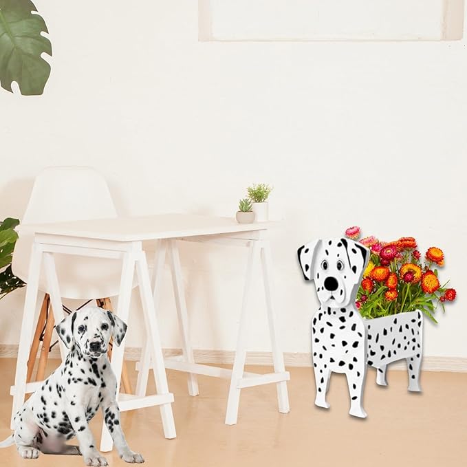Dalmatian Dog Planter Plant Pots,Cute Dog Flower Planter,Gifts for Pet Lovers,Unique Animal Plant Pots,Office,Indoor Outdoor Garden Decor(9.45 * 5.91 * 13.35in)