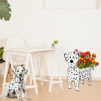 Dalmatian Dog Planter Plant Pots,Cute Dog Flower Planter,Gifts for Pet Lovers,Unique Animal Plant Pots,Office,Indoor Outdoor Garden Decor(9.45 * 5.91 * 13.35in)