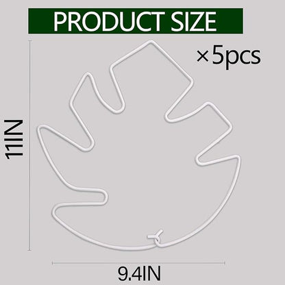 5PCS Monstera Plant Stem Support White - 11x9.4 inches, Durable Adjustable Leaf Supports for Indoor Plants, Fishbone Cactus Stake Holder for Garden Stability