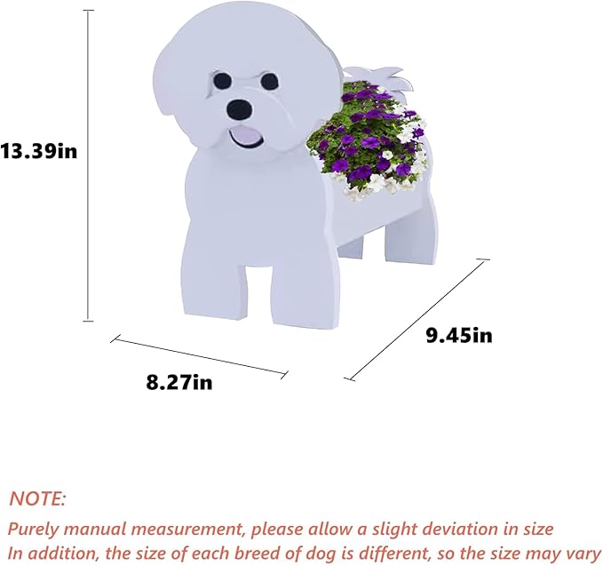 Bichon Frise Dog Planter Plant Pots,Cute Dog Flower Planter,Gifts for Pet Lovers,Unique Animal Plant Pots,Office,Indoor Outdoor Garden Decor