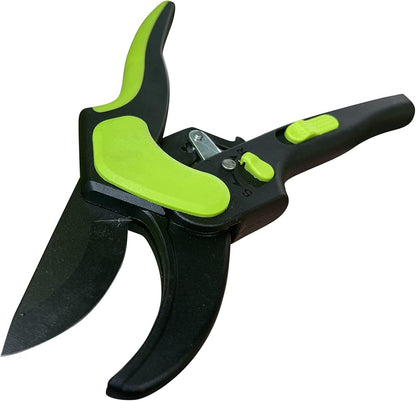 Garden Guru 2 in 1 Ratchet Pruning Shears Clippers – 4X Cutting Power – Ratcheting Garden Anvil Pruners Scissors - Ergonomic Grip - Makes Tough Cuts Easy - Great for Seniors & Arthritic Hands