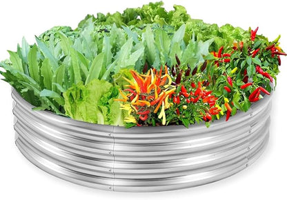 Galvanized Steel Raised Garden Bed, Large Outdoor Metal Planter Box Big Flower Plant pots for Patio Backyard Porch Deck Planting Flowers Vegetables and Herbs (Silver, 2 ft)