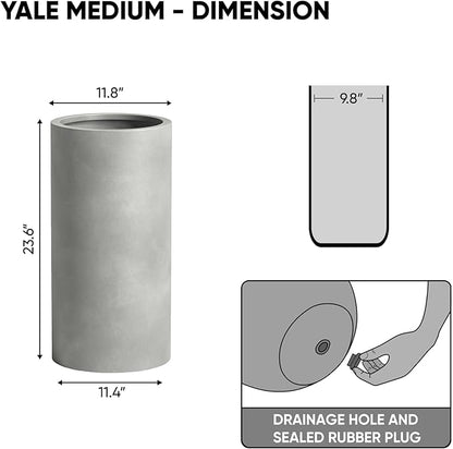 DTY Signature Mount Oxford Tall Outdoor Planter - Medium Gray 23.6 Inch Height Modern Tall Planter Pot for Indoor & Outdoor Spaces - Stylish Planter for Contemporary Homes and Gardens