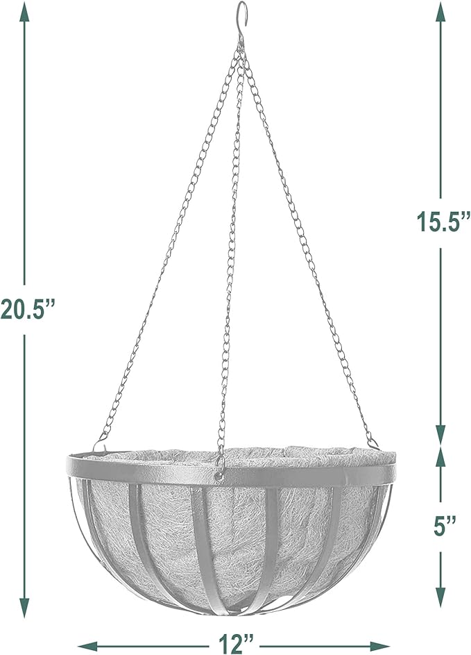 Arcadia Garden Products CB42 12" Solstice Round Hanging Basket, Black (Pack of 5)
