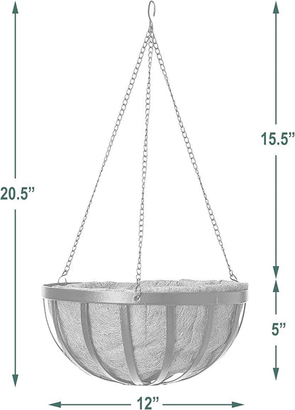 Arcadia Garden Products CB42 12" Solstice Round Hanging Basket, Black (Pack of 5)