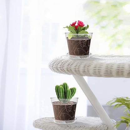 4 Inch Clear Nursery Pots, Set of 30 Transparent Plant Flower Pots for Small Indoor Plants with Drainage Holes & Trays, Plastic Seedling Starter Pots for Various Plants