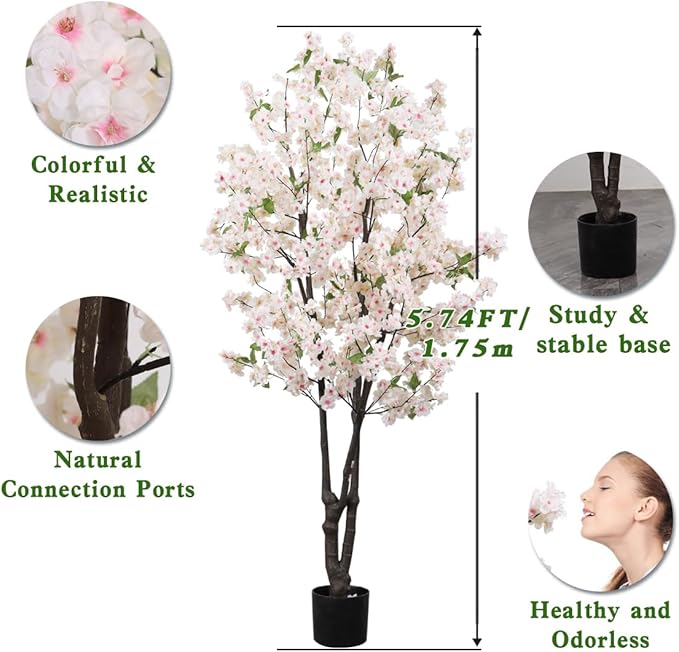 Artificial Cherry Blossoms Tree Bedroom Trees Indoor Faux Cherry Blossom Tree for Christmas New Year Home Decor