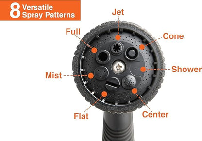 5-Pack Corvid Thumb Control 8-Pattern Garden Hose Nozzle, High-Pressure Adjustable Spray with Ergonomic Soft-Grip Handle and Durable Metal Construction, Ideal for Lawn & Garden, Car Washing