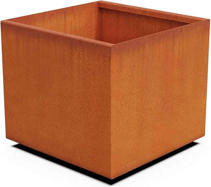 PLANTERCRAFT Corten Steel Planter Square Cube Metal Garden Box Heavy Duty | Made in USA | Fully Assembled | Commercial Residental Outdoor