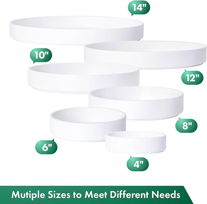 Phoenix Vine 10 Inch Plastic Plant Saucer Water Drip Tray, Heavy Sturdy Round Plant Drainage Tray for Indoors Outdoor, Set of 2, Matte White, 21-TY-10W-2