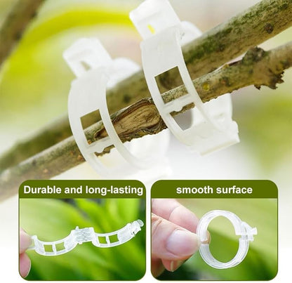 Secured Plastic Plant Clip, 2025 Upgrade Plant Support Clips Reusable Garden Clips, Garden Clips for Climbing Plants, Plastic Trellis Clips Tomato Grape Vine Vegetables Plant Fixing Clips (200, White)
