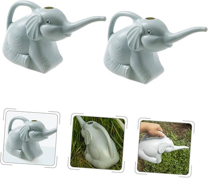 2pcs Elephant Shaped Watering Can Long Spout Lightweight Plastic Plant Watering Kettle for Indoor Outdoor Garden Succulents with Ergonomic Handle