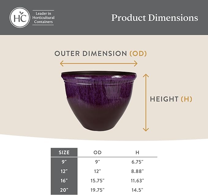 The HC Companies Pizzazz Decorative Round Flower Pots w/Ceramic Look - UV-Resistant Decorative Pot for Outdoor & Indoor Plant Pots - Modern Planter for Flower, Herbs (9” Warm Red, Pack of 1)