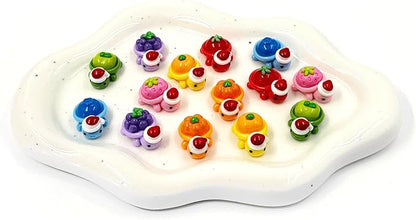 14PCS Mini Resin Turtles with Christmas Hat, Fruit Theme Turtle Figurines, Resin Animal Miniature Decor, Christmas Theme Figurine for Landscape Dollhouse Micro Fairy Garden Decoration Ornament