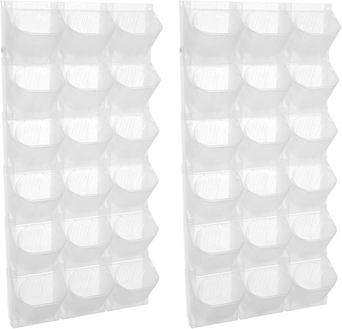 Wall-Mounted Flower Pot Holder for Indoor Outdoor Use on Balcony, Patio, Garden (36-Slot White)