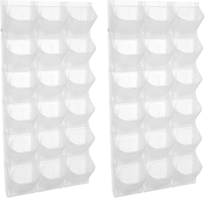 Wall-Mounted Flower Pot Holder for Indoor Outdoor Use on Balcony, Patio, Garden (36-Slot White)