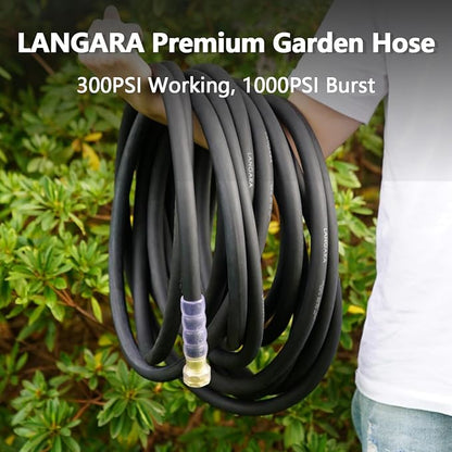 Heavy Duty Premium Garden Hose 5ft x 5/8", 300PSI Working, 1000PSI Burst, Hybrid Rubber Water Hose with Transparent Swivel Handle - Hot/Cold Water - Five Layered Braiding with Brass fittings (Black)