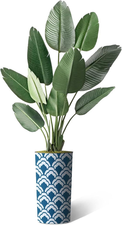 Artificial Tree in Modern Cloud Pattern Planter, Fake Bird of Paradise Silk Tree for Indoor and Outdoor Home Decoration - 67" Overall Tall (Plant Pot Plus Tree)