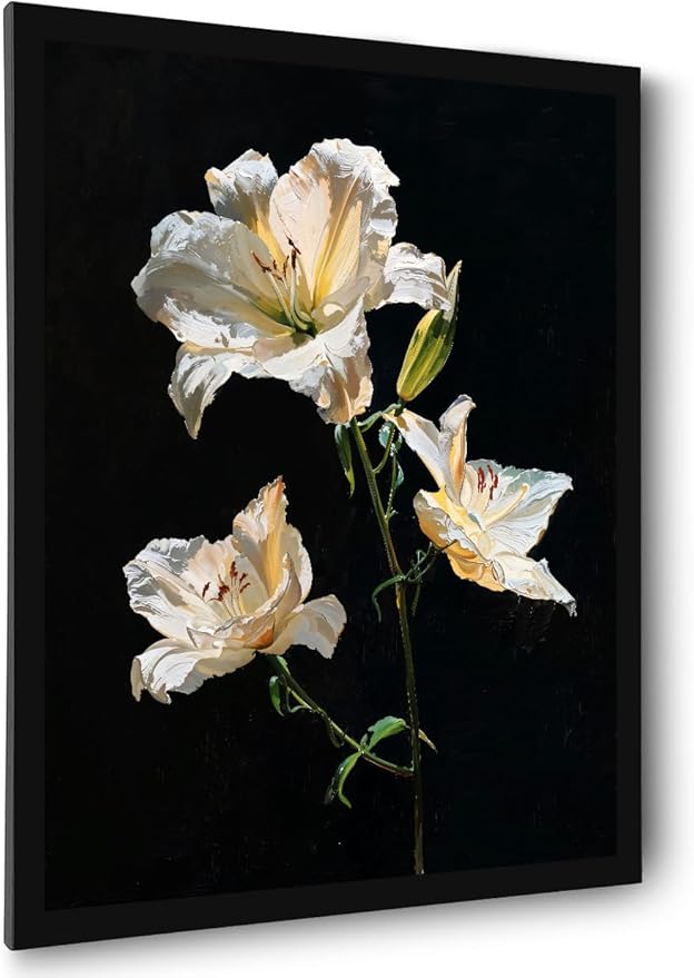 Flowers Bathroom Wall Art Prints Canvas Art Wall Decor Framed Vintage Wall Art Decor Pictures for Bathroom Black and White Flowers Wall Art Decorations Botanical Hallway Wall Art Decor 12x16 Inchs