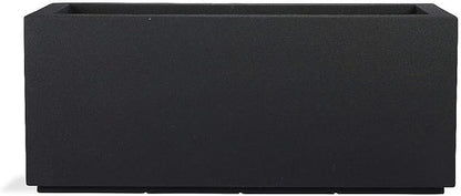 PolyStone Milan Tall Modern Outdoor/Indoor Rectangular Trough Planter, 46" L X 17" W X 19" H, Lightweight, Heavy Duty, Weather Resistant, Polymer Finish, Commercial and Residential (Black)