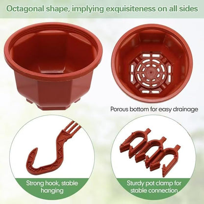 Plastic Plant Pots, 4“ Wall Hanging Flower Pot Hanging Nursery Pots Plastic Orchid Pot for Outdoor Indoor Garden Decor (4PCS)