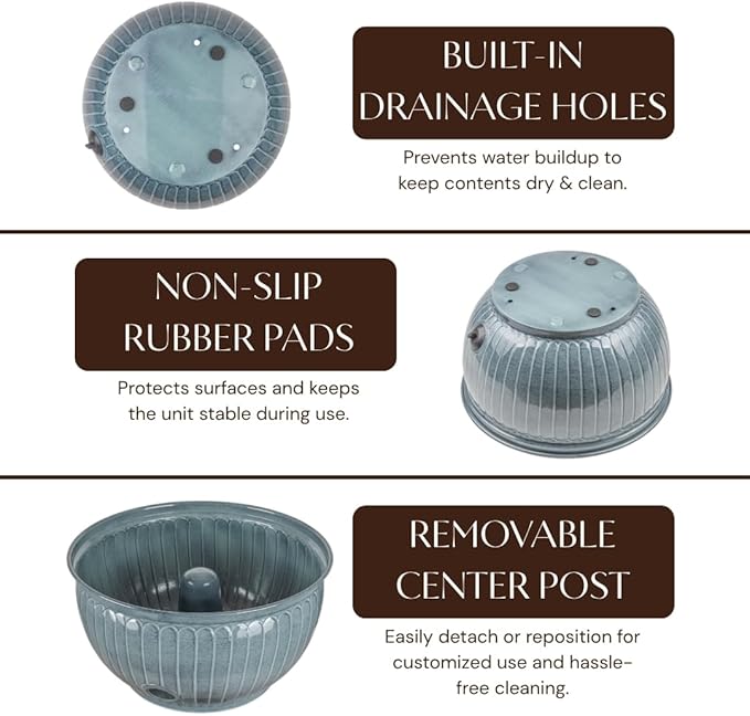 Monarch Abode Garden Hose Holder with Lid – Decorative Water Hose Holders for Outside, Arch Embossed Metal Patina Pot with Drainage, 100ft Waterhose Holder for Outside, Garden Storage Caddy