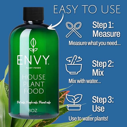 ENVY House Plant Food – Advanced Liquid Fertilizer for Indoor Plants – All-Purpose One-Part Formula for Stronger Roots, Greener Leaves & Faster Growth (32oz)