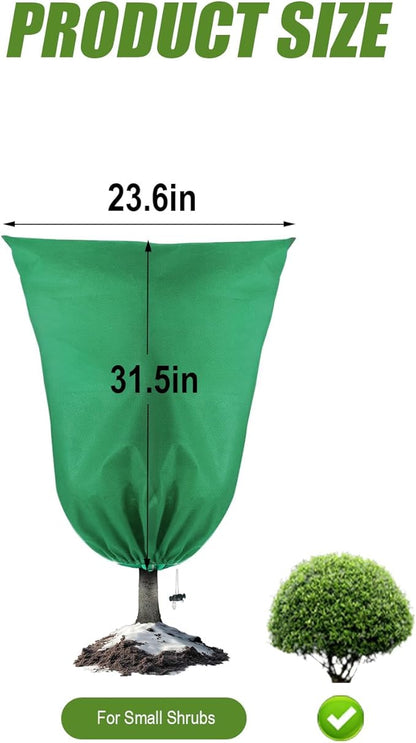 2 Pack Plant Frost Protection Covers 23.6x31.5 Inches – Reusable Winter Plant Freeze Blanket with Drawstring, Breathable & Waterproof Frost Cloth for Shrubs, Bushes, and Small Trees