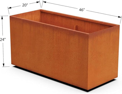 Plantercraft Large Rectangular Planters for Outdoor Plants – 46x20x24 Corten Steel Planter Box for Patio & Garden | Extra Large Planters Outdoor, Heavy-Duty, Fully Assembled