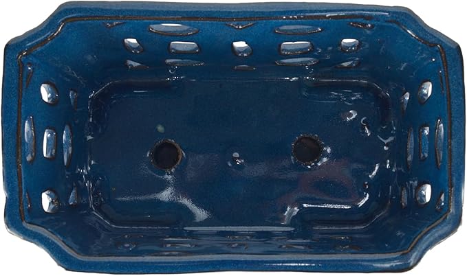 W&W Orchid Pot with Holes and Saucer for Repotting, Blue, 9.7 Inches