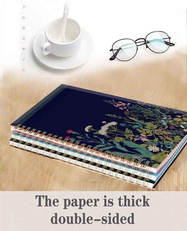 Spiral Journal Notebook,A5 Hardcover Lined Journals for Women Girl 6 x 8.3 in,120 Pages Thick Paper,Cute College Ruled Writing Notebook for Gifts Office Work School(Garden Flower)