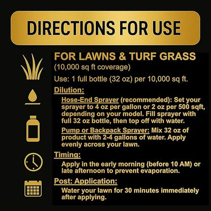 Humic Acid Liquid Aeration Lawn - Humic Acid & Fulvic Acid Liquid Concentrate - 10,000 sq ft - Organic Plant Food Enhancer for Lawn, Plants, Turf Grass & Garden Soil Treatment Conditioner & Aerator