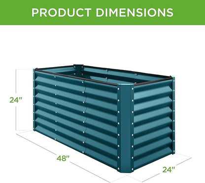 Best Choice Products 4x2x2ft Outdoor Metal Raised Garden Bed, Deep Root Planter Box for Vegetables, Flowers, Herbs w/ 119 Gallon Capacity - Peacock Blue