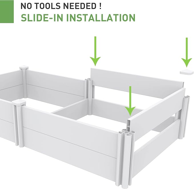 4' x 2' Vinyl Raised Garden Bed Screwless Planter Box for Gardening (1 PK)