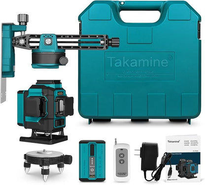 Takamine 3x360° 12 Lines Self Leveling Floor Green Laser Level, Laser Level for Construction/Picture Hanging/Floor/Tile with Remote Controller, Magnetic Rotating Stand and Type-C Charger