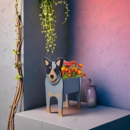 Australian Cattle Dog Planter Plant Pots,Cute Large Dog Flower Planter,Gifts for Pet Lovers,Unique Animal Plant Pots,Office,Indoor Outdoor Garden Decor(9.84 * 8.57 * 17in)