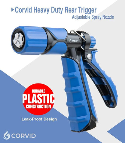 Rear Trigger Adjustable Spray Hose Nozzle – Durable Plastic Construction with Adjustable Stream Control – Ideal for Car Washing, Lawn & Garden, and Outdoor Cleaning Tasks