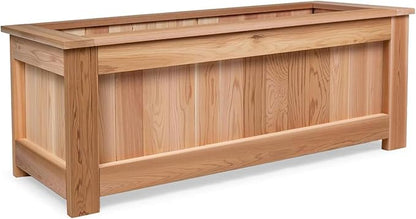 All Things Cedar 4 Foot Cedar Box Planter, Elevated Outdoor Garden Bed, Natural