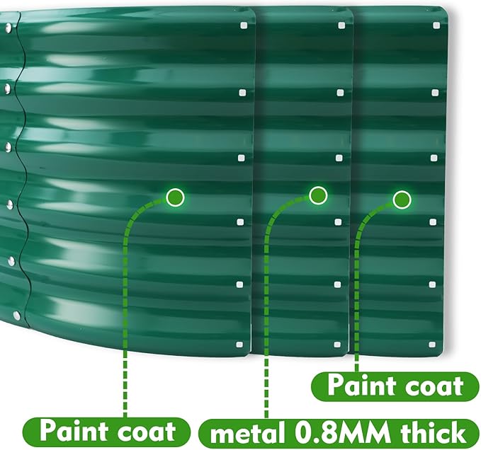 17" Tall Round Outdoor Garden Raised Garden Bed Kits-0.8MM Thick Metal Raised Planter Bed/Ground Planter Box for Variety of Flowers,Herbs,Vegetables,Trees (Dark Green, 32 Dia X 16.5 inches)