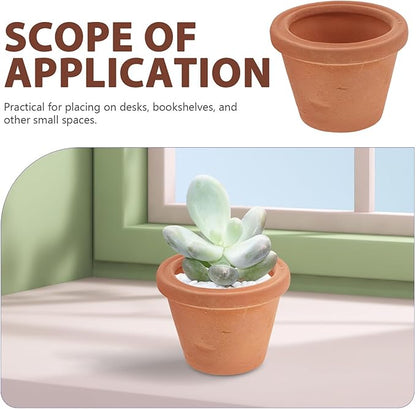 2pcs Mini Red Terracotta Clay Pots Vintage Thumb Planters for Succulents Small Plants Desktop Nursery Craft Decor
