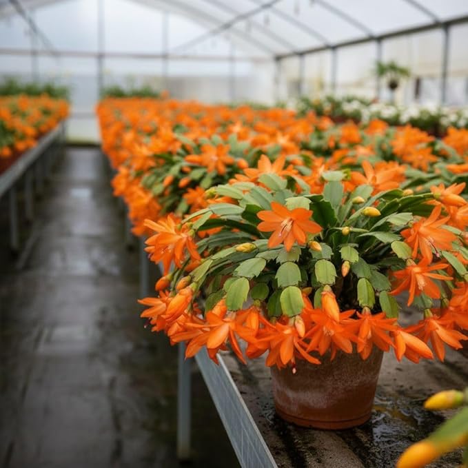Christmas Cactus Live Plant 4 inch Pot, Christmas Flower Plant, Flower Succulents Plants, Holiday Christmas Cactus for Planting (Orange Christmas Cactus)