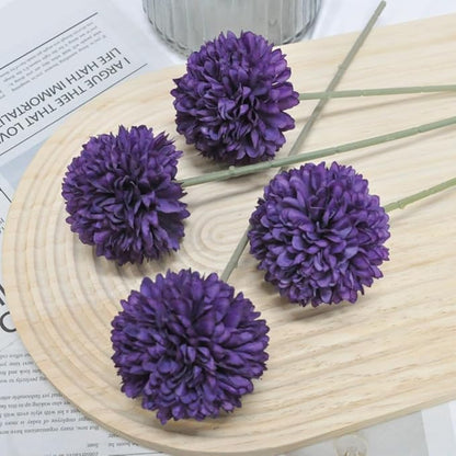 Artificial Flowers Chrysanthemum Ball Flowers Bouquet 10pcs Present for Important People Glorious Moral for Home Office Coffee House Party and Wedding (Purple)