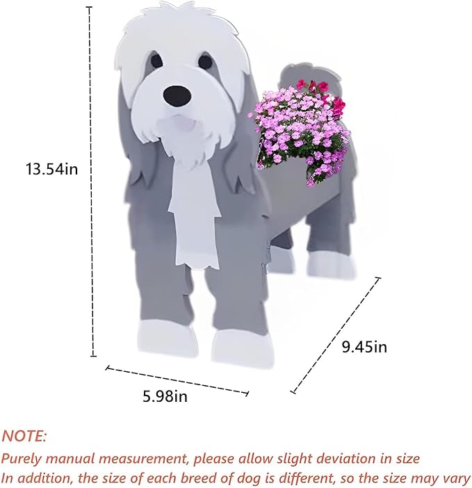 Baba Collie Dog Planter Plant Pots,Cute Dog Flower Planter,Gifts for Pet Lovers,Unique Animal Plant Pots,Office,Indoor Outdoor Garden Decor(9.45in*5.98 * 13.54in)