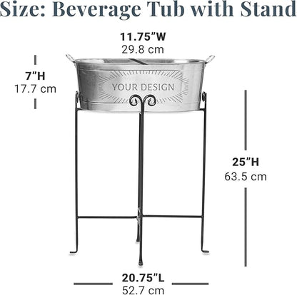 Let's Make Memories Personalized Planter Tub for Mom Grandma Wife - Custom Engraved Decorative Metal Flower Pot - Mothers Day from Family Daughter Son Kids - 5.5 Gallons - Tulip Design w/Stand