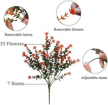 Artificial Flowers for Outdoors, Faux Flowers for Outdoor planters, 12 Bundles Fake Flowers UV-Anti for Decoration, Outdoor Faux Plants, Orange+Red