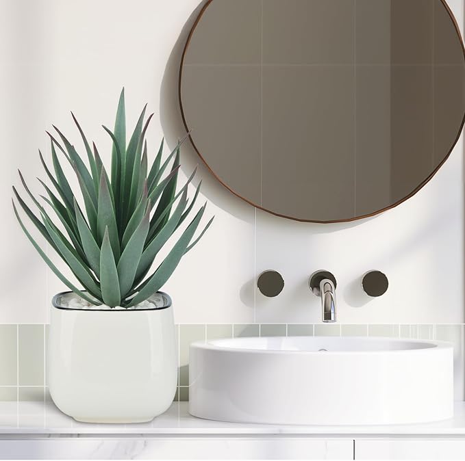 Artificial Succulents in Pots - Small Fake Plants Mini Succulent Agave Faux Plants Indoor for Boho Bathroom Decor, Bedroom, and Coffee Table Office Farmhouse Decoration