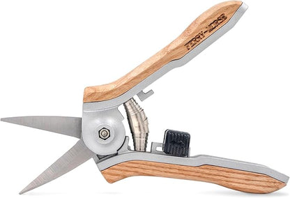 Ferry-Morse Premium All Hand Tools Set, 6Pcs Gardening Tools, Stainless Steel Heavy Duty Hand Cultivator, Hoes, Weeder, Snips, & Hori Hori with Ash Wood Handle, Garden Tool Bag 8 Pockets
