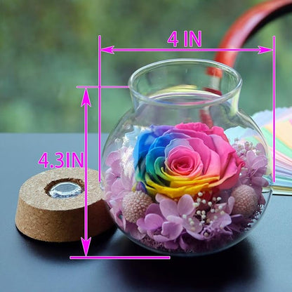 Preserved Real Roses with Colorful Mood Light Wishing Bottle,Eternal Rose，Never Withered Flowers,for Bedroom Party Table Decor, Christmas Anniversary,Valentine's,Mother's Day, (Multi)